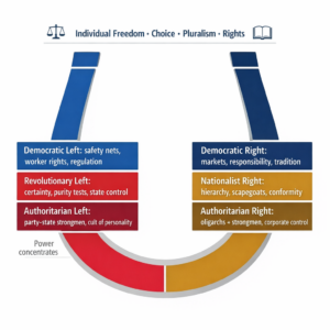left vs right vs centre as horseshoe or circle